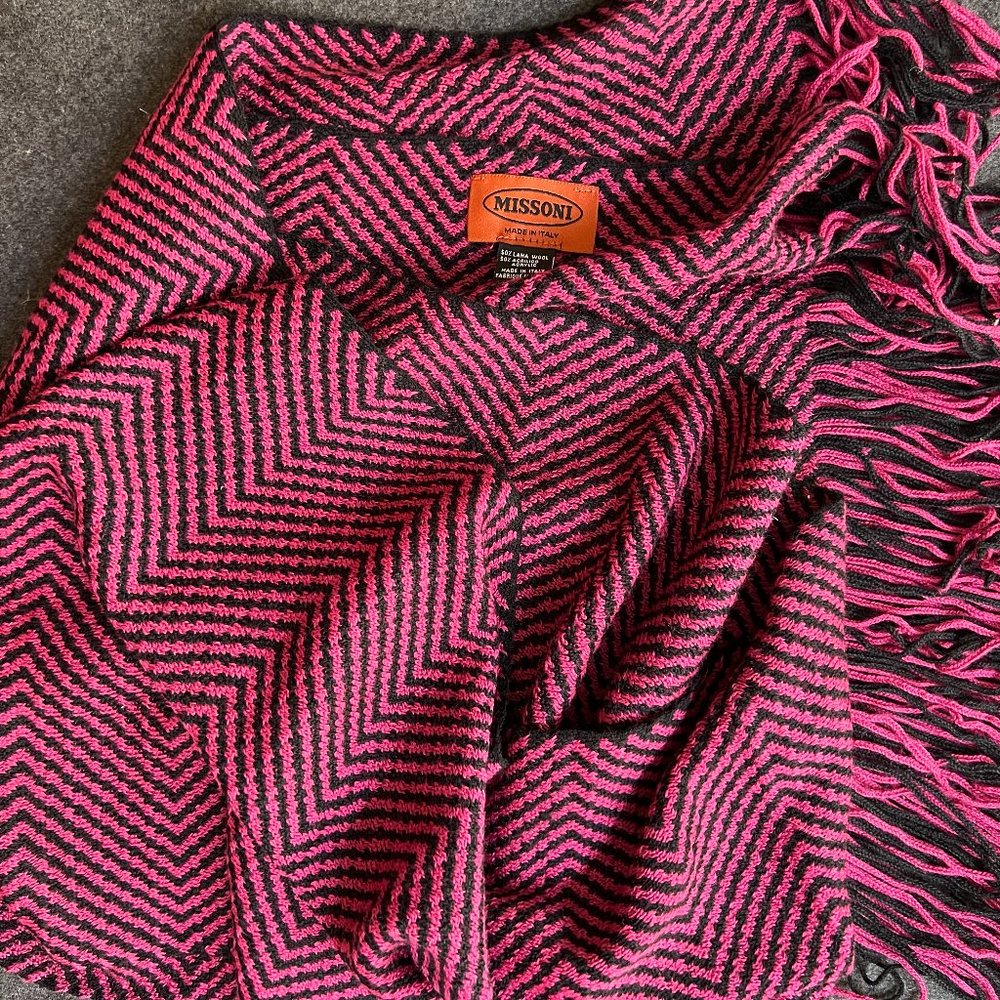 SALE- Missoni Pink & Black Striped Winter Scarf